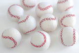 Baseball Felted Shapes- Set of 3 or 5- Approx. 1.75" - 100% Wool