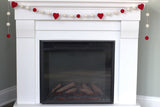 Valentine's Day Heart Garland- Red and White with Red Hearts- Wool Felt- Ecofriendly