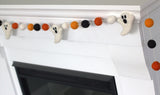 Ghost Halloween Garland- Orange Black- 100% Wool Felt- Fall Autumn Halloween Thanksgiving Decor