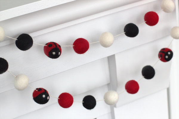 Ladybug Felt Garland- Red, Black