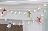Snowman Felt Garland- White Snowmen & Felt Snowballs - Christmas Holiday Winter Decor