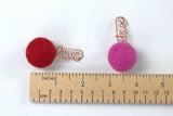 Valentine's Day Bookmark Clips- SET OF 3- Light Pink, Dark Pink, White- Rose Gold Love Clip- Planner Accessories - Page Marker Pom Pom - 1" Felt Ball