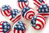 American Flag Balls- SET OF 3 or 5- Approx 1.5"- 100% Wool Felt