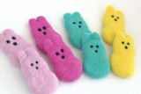 Easter Marshmallow Bunnies- Set of 4- Bright Pink, Light Pink, Yellow, Turquoise- Approx. 2.5" Tall