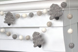 Christmas Tree Garland- Felt Balls- Neutral Gray & White- 100% Wool Felt Eco-Friendly