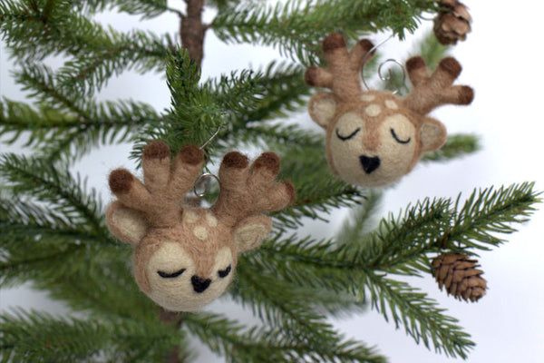 Reindeer Christmas Ornaments with Hooks- SET OF 1, 3 or 5