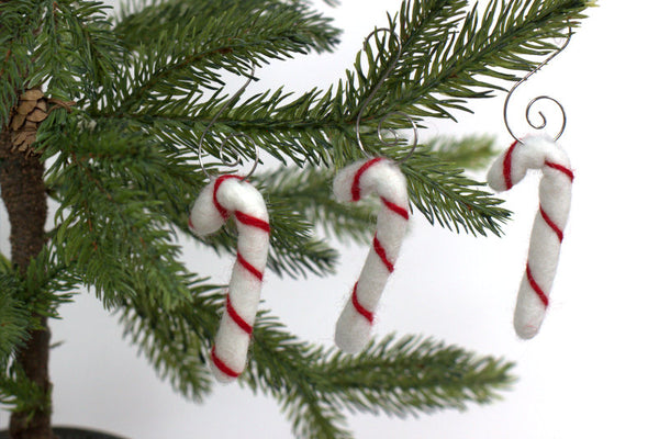 Candy Cane Christmas Tree Ornaments with Silver Hooks