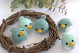 Spring Bird Chick Felt Shapes- SET OF 2 or 4- Pastel Teals