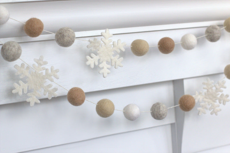 Wool Felt Snowflakes- White Christmas Winter Shapes- 100% Wool
