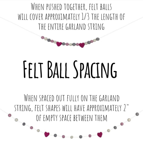 Felt Ball Garland- Navy Teal Peach Seafoam Gray White- Fall Autumn- Nursery Playroom