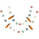 Felted Carrot Garland- Teals, Peach & Tan Felt Balls- Easter Spring Decor