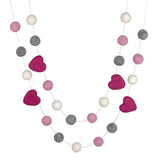 Valentine's Day Garland- Berry Pink, Light Pink, Gray & White Hearts and Balls