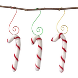 Candy Cane Christmas Tree Ornaments with Red, Green & Gold Hooks
