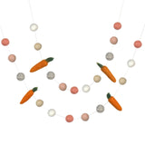 Felted Carrot Garland- Peaches & Creams Felt Balls- Easter Spring Decor