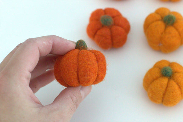 Felt Pumpkins- Fall Autumn Halloween Decor, DIY- 100% Wool Felt