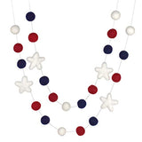 Fourth July Garland- Red, Navy, White with White Felt Stars