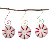 Peppermint Christmas Tree Ornaments with Red, Green & Gold Hooks