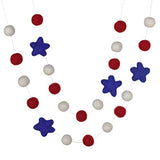 Fourth of July Garland- Red, Royal Blue, White Felt Garland with Royal Blue Felt Stars