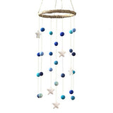 Blue Felt Nursery Mobile- Shades of Blues & White Felt Balls and Felt Stars