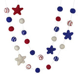 Fourth of July Garland Decor- Swirls & Stars Felt Ball- Red, White, Royal Blue