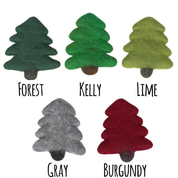 Christmas Tree Felted Shapes- 100% Wool Felt- Kelly Green