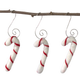 Candy Cane Christmas Tree Ornaments with Silver Hooks