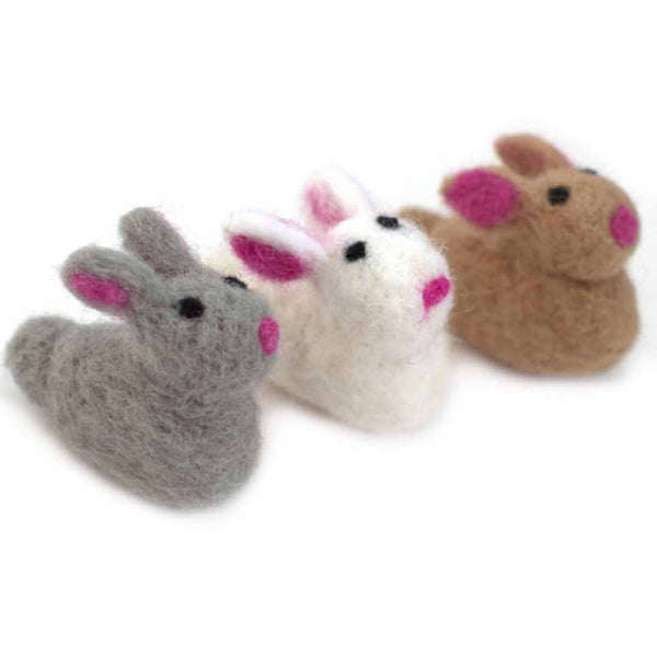 Felted Bunny - Wool Felt Mini Easter Bunny Decor- 100% Wool- Approx. 2"