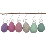 Easter Egg Ornaments- SET OF 6 or 12- Lavender, Pink, Teal Colors- Spring Ornaments with Silver Hooks- Tree Decor- Finished Ornament approx. 3.5" tall