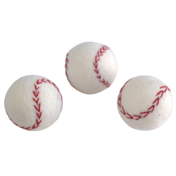 Baseball Felted Shapes- Set of 3 or 5- Approx. 1.75" - 100% Wool