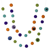 Eyeball Halloween Garland- Purple, Green, Orange & Turquoise- 100% Wool Felt- Fall Autumn Monster Decor