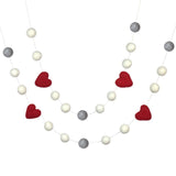 Heart Valentine's Day Garland- Gray and White with Red Hearts