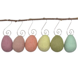Easter Egg Ornaments- SET OF 6 or 12- Pastel Rainbow Colors- Spring Ornaments with Silver Hooks- Tree Decor- Finished Ornament approx. 3.5" tall