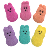 Easter Marshmallow Bunnies- Set of 6- Bright Rainbow Colors- Approx. 2.5" Tall