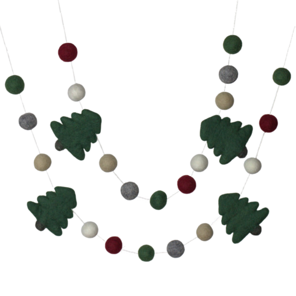 Christmas Tree Garland- Felt Balls- Burgundy, Forest Green, Gray, Almo –  Matthew + Mae