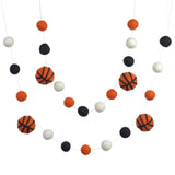 Basketball Garland- Black Orange White- 100% Wool Felt- 1" Felt Balls, 1.75" Basketballs