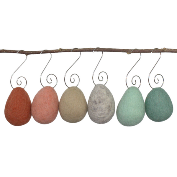Easter Egg Ornaments- SET OF 6 or 12- Earth Tones Mix- Spring Ornaments with Silver Hooks- Tree Decor- Finished Ornament approx. 3.5" tall