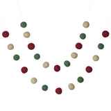 Eco-Friendly Christmas Garland- Burgundy Red, Forest Green, Almond Felt Balls