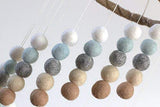 Spiral Felt Ball Mobile- Ice Blue, Tan, Almond, Gray, White
