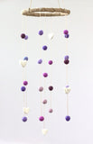 Felt Nursery Mobile- Shades of Purple, Lavender & White Felt Balls and Felt Hearts