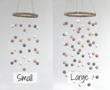 Pink, Gray, Almond & White Felt Ball Nursery Mobile SMALL SIZE- Nursery Childrens Room Pom Pom Mobile Garland Decor