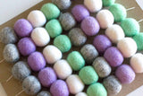 Felt Ball Garland- Lavender, Aqua, Gray & White- Pom Pom- Nursery- Valentines- Holiday- Wedding- Party- Childrens Room