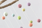 Pastel Rainbow Felt Nursery Mobile - Felt Pom Pom Balls