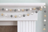 Almond, Gray & White Felt Ball Garland Neutral Contrasting Colors- Pom Pom- Nursery- Holiday- Wedding- Party- Childrens Room