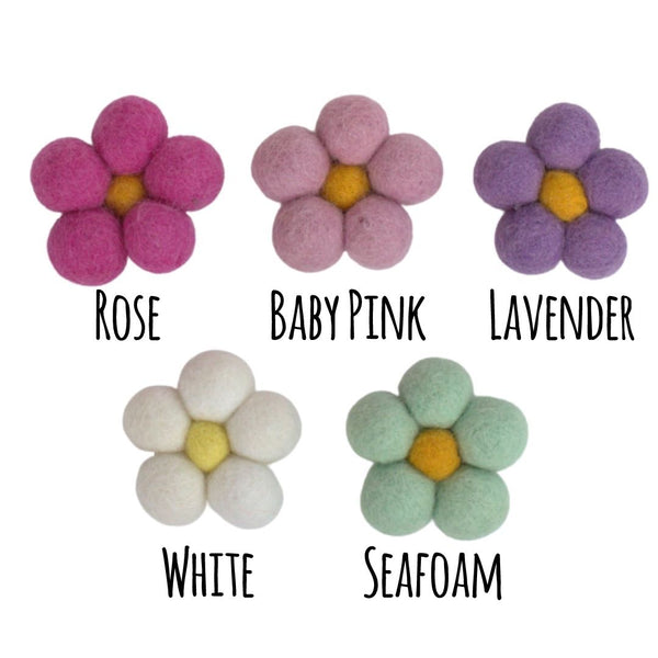 Felt Daisy Flowers- Pink, Lavender, Seafoam, White- Set of 5 or 10