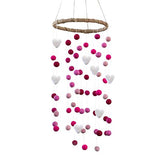 Pinks & White Felt Ball and Hearts Nursery Mobile- LARGE SIZE